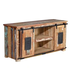 Wohnen Shabby Chic Möbel|Landhausmöbel*Altholz TV Board mit zwei Schiebetüren - Jevilia