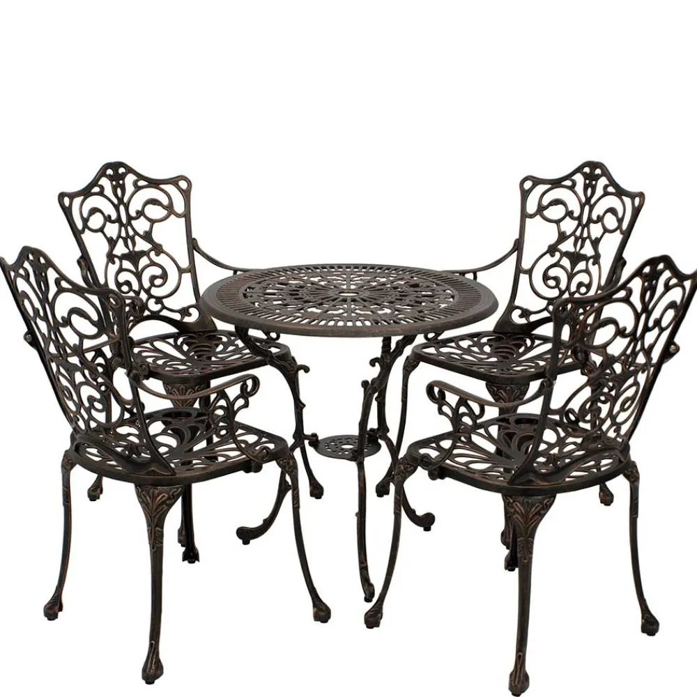 Wohnen Aluguss Sitzgruppe für 4 Personen - Bluesa (fünfteilig)