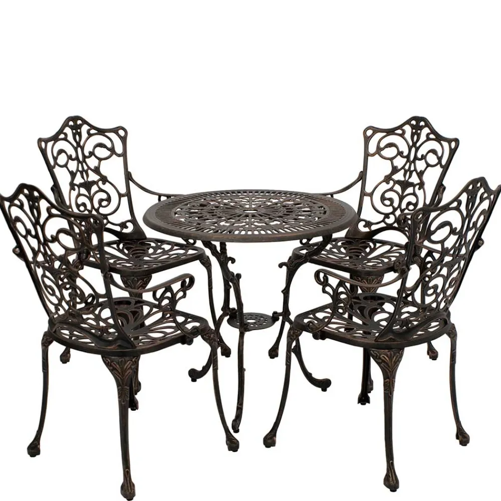 Wohnen Aluguss Sitzgruppe für 4 Personen - Bluesa (fünfteilig)