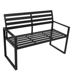 Wohnen Metall-Gartenmöbel|Gartenbänke*Aluminium Gartenbank in Schwarz - Casahan