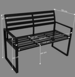 Wohnen Metall-Gartenmöbel|Gartenbänke*Aluminium Gartenbank in Schwarz - Casahan