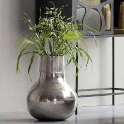 Wohnen Aluminium Vasen in Silberfarben - Kisana (2er Set)