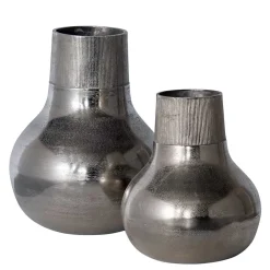Wohnen Aluminium Vasen in Silberfarben - Kisana (2er Set)