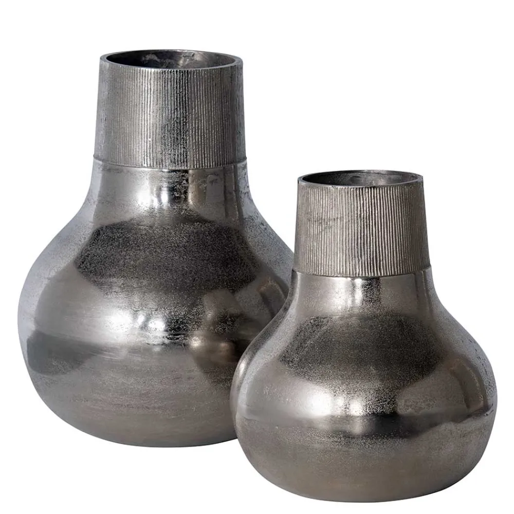 Wohnen Aluminium Vasen in Silberfarben - Kisana (2er Set)