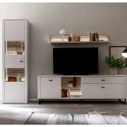 Wohnen Anbauwand in Weiß mit Wildeiche - Varzino (dreiteilig)