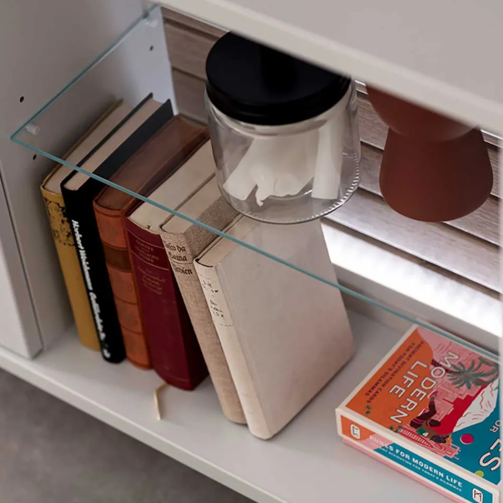 Wohnen Anbauwand in Weiß mit Wildeiche - Varzino (dreiteilig)