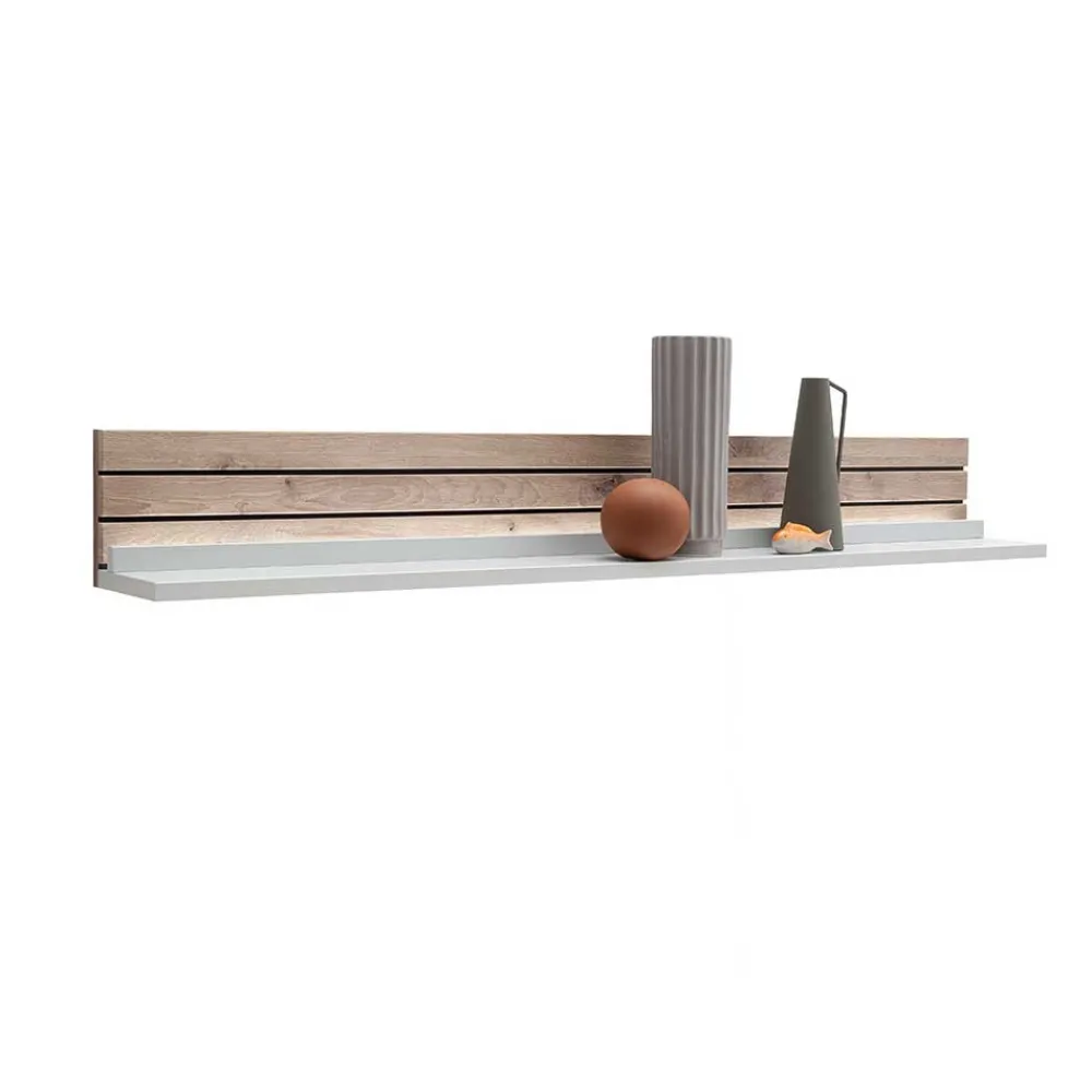 Wohnen Anbauwand in Weiß mit Wildeiche - Varzino (dreiteilig)