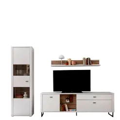 Wohnen Anbauwand in Weiß mit Wildeiche - Varzino (dreiteilig)