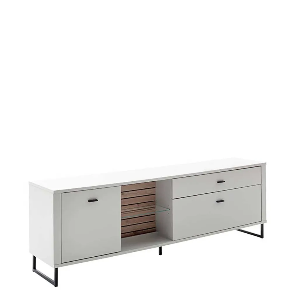 Wohnen Anbauwand in Weiß mit Wildeiche - Varzino (dreiteilig)