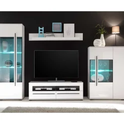 Wohnen Anbauwand Jetongos in Weiß Hochglanz (vierteilig)