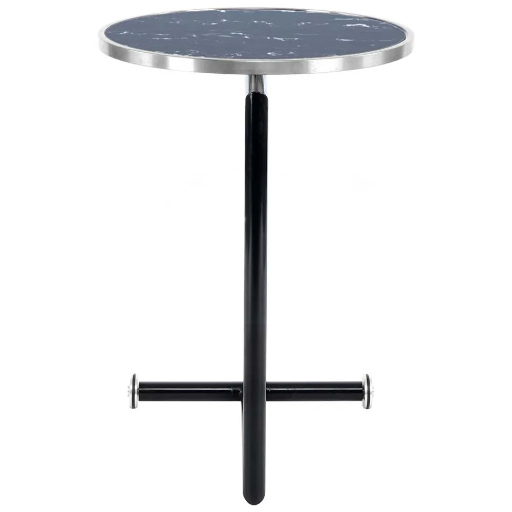 Wohnen Telefontische*Anstelltisch mit Glas in Schwarz Stein Optik - Adamina