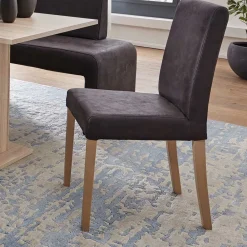 Wohnen Anthrazit Polsterstühle aus Microfaser - Daricca (2er Set)