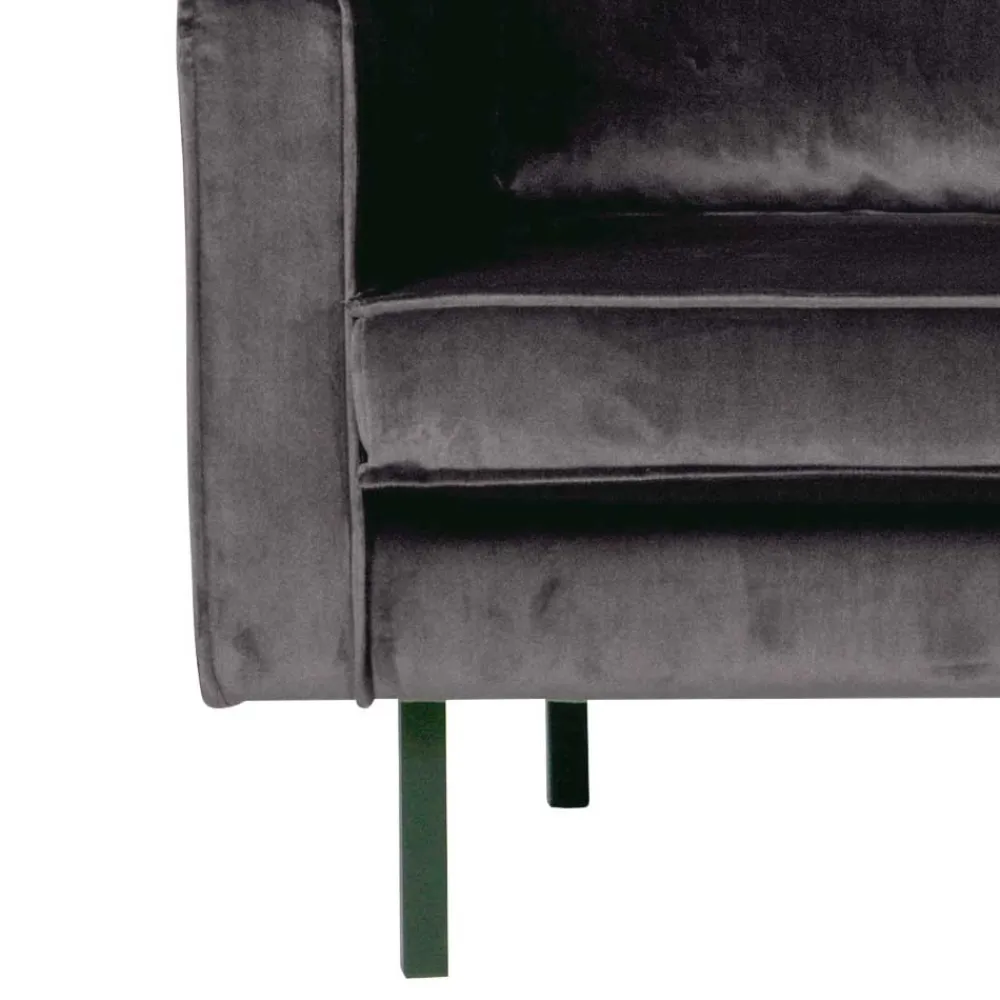Wohnen Retro Möbel*Anthrazitfarbene Samt Recamiere Ertrego mit Armlehne links