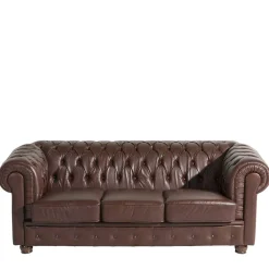 Wohnen Chesterfield Möbel*Antikleder Sofa in Braun - Chesterfield Style - Cementa