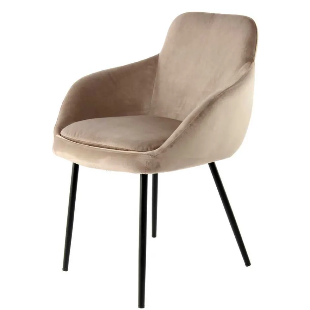 Wohnen Aparter Tischsessel in Taupe Samtstoff - Volpedusa (2er Set)