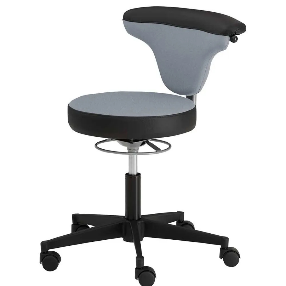 Wohnen Barhocker|Hocker*Arbeitshocker mit Lehne in Grau Schwarz - Camcupa