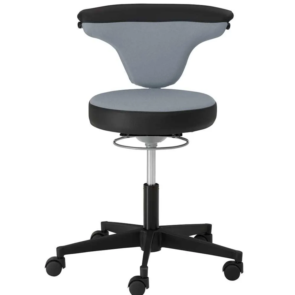 Wohnen Barhocker|Hocker*Arbeitshocker mit Lehne in Grau Schwarz - Camcupa