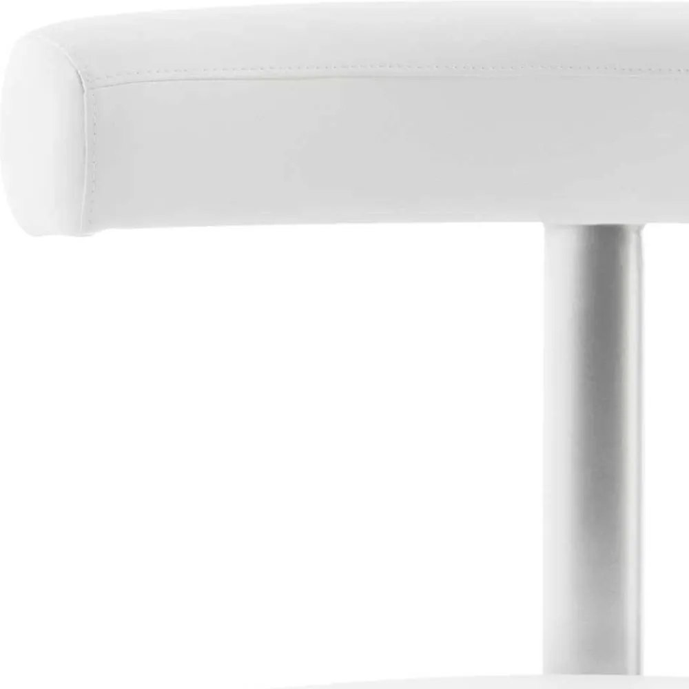 Wohnen Arbeitshocker mit Rückenlehne in Weiß Kunstleder - Jaskin