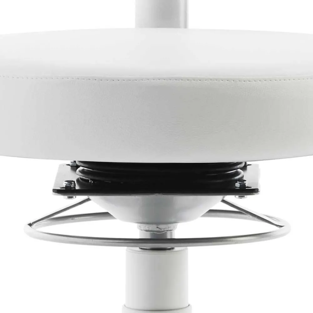 Wohnen Arbeitshocker mit Rückenlehne in Weiß Kunstleder - Jaskin