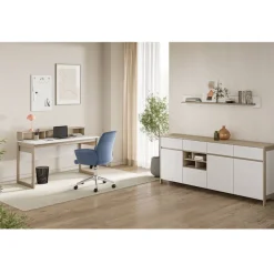 Wohnen Home Office Möbel|Büro Komplett*Arbeitszimmer Möbel-Kombi in Weiß - Ovidio (dreiteilig)