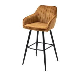 Wohnen Barhocker|Hocker*Armlehnen Barstühle in Ocker & Schwarz - Andim (2er Set)