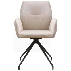Wohnen Wohnzimmerstühle*Armlehnen Esstischstuhl in Beige mit Schwarz - Boro