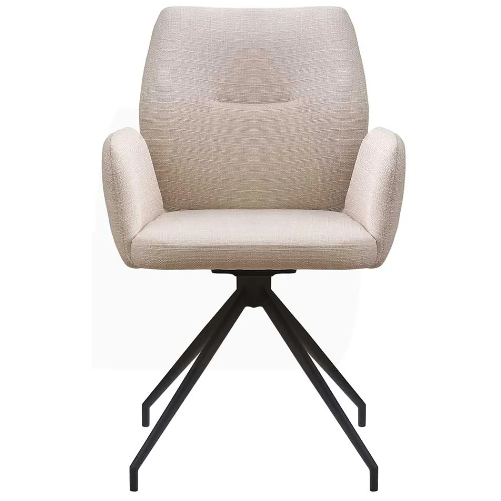 Wohnen Wohnzimmerstühle*Armlehnen Esstischstuhl in Beige mit Schwarz - Boro