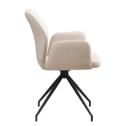 Wohnen Wohnzimmerstühle*Armlehnen Esstischstuhl in Beige mit Schwarz - Boro