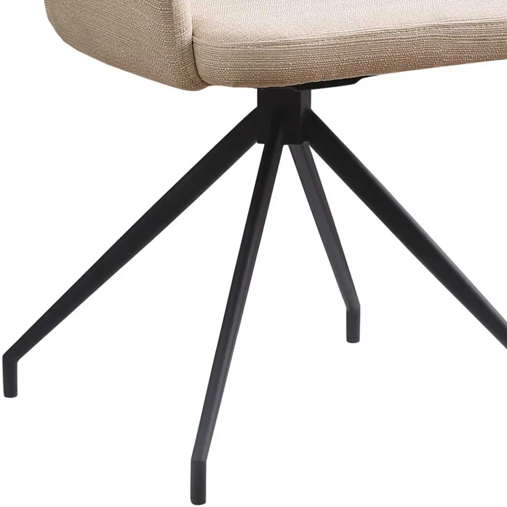 Wohnen Wohnzimmerstühle*Armlehnen Esstischstuhl in Beige mit Schwarz - Boro