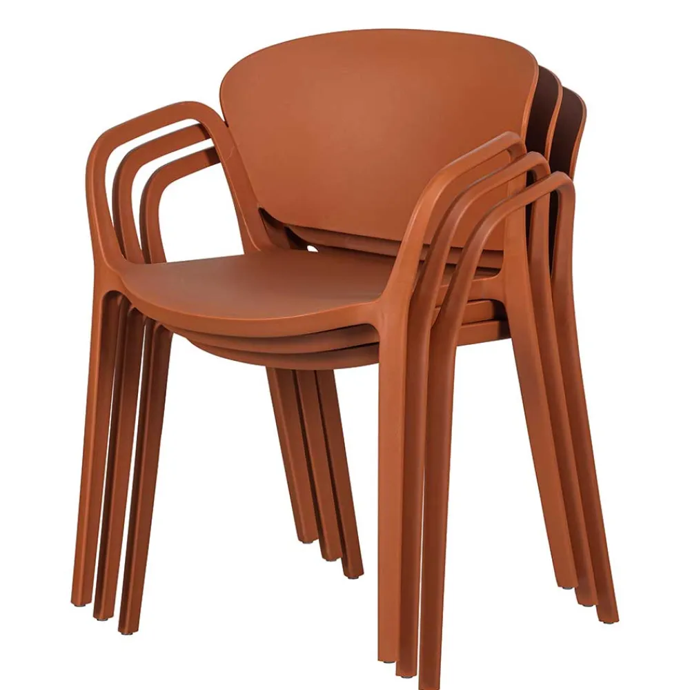 Wohnen Korbmöbel|Gartenstühle*Armlehnen Kunststoffstühle in Braun - Vincentro (4er Set)