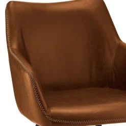 Wohnen Armlehnen Polsterstuhl in Cognac Braun - Prasido (2er Set)