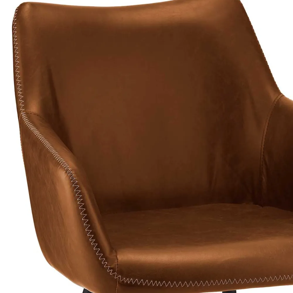 Wohnen Armlehnen Polsterstuhl in Cognac Braun - Prasido (2er Set)