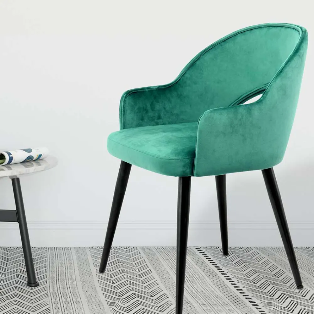 Wohnen Armlehnen Polsterstuhl mit Samt Grün - Vianada (2er Set)