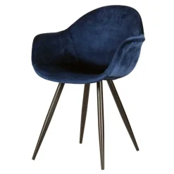 Wohnen Wohnzimmerstühle*Armlehnen Schalenstuhl in Blau Samtbezug - Omnus (2er Set)