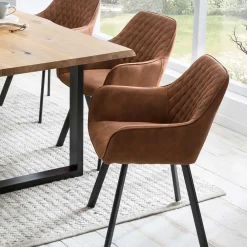 Wohnen Armlehnen Stühle in Braun Microfaser - Dronja (2er Set)