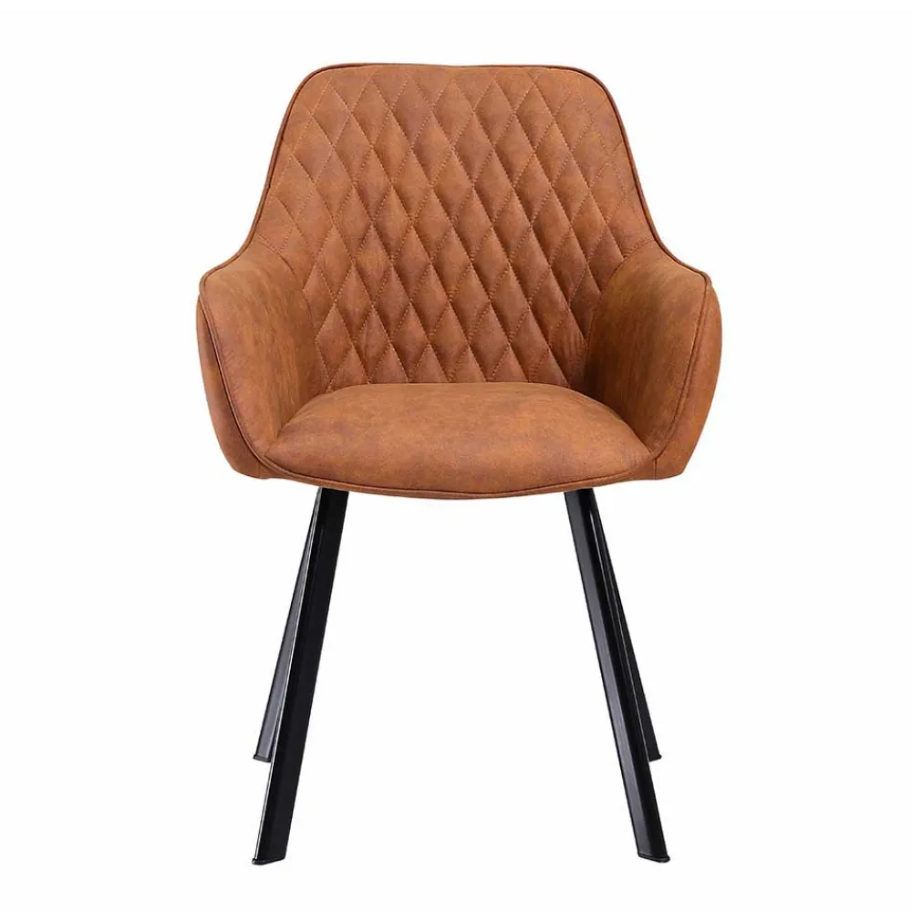 Wohnen Armlehnen Stühle in Braun Microfaser - Dronja (2er Set)