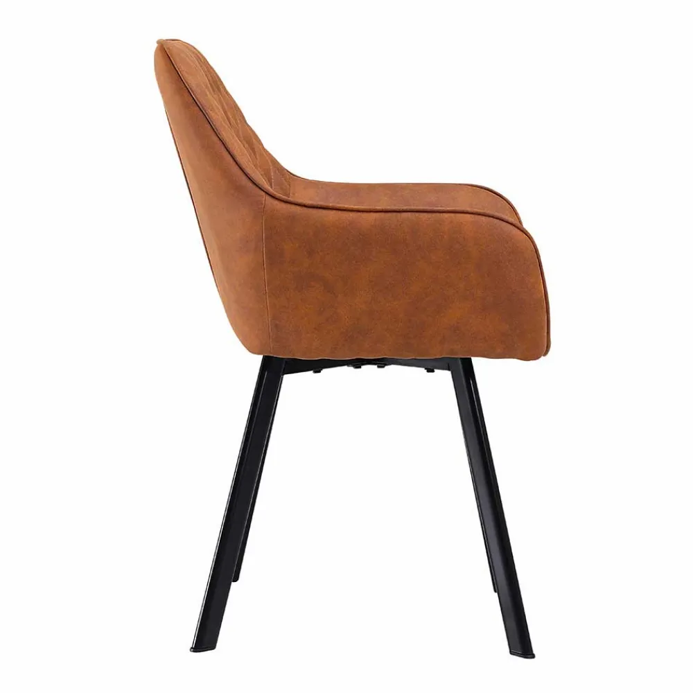 Wohnen Armlehnen Stühle in Braun Microfaser - Dronja (2er Set)