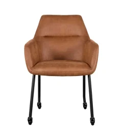 Wohnen Armlehnenstuhl auf Rollen in Cognac Braun - Varel (2er Set)