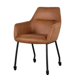 Wohnen Armlehnenstuhl auf Rollen in Cognac Braun - Varel (2er Set)