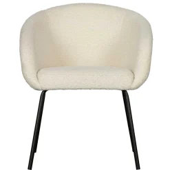 Wohnen Armlehnenstuhl aus Boucle Stoff in Offwhite - Choco (2er Set)