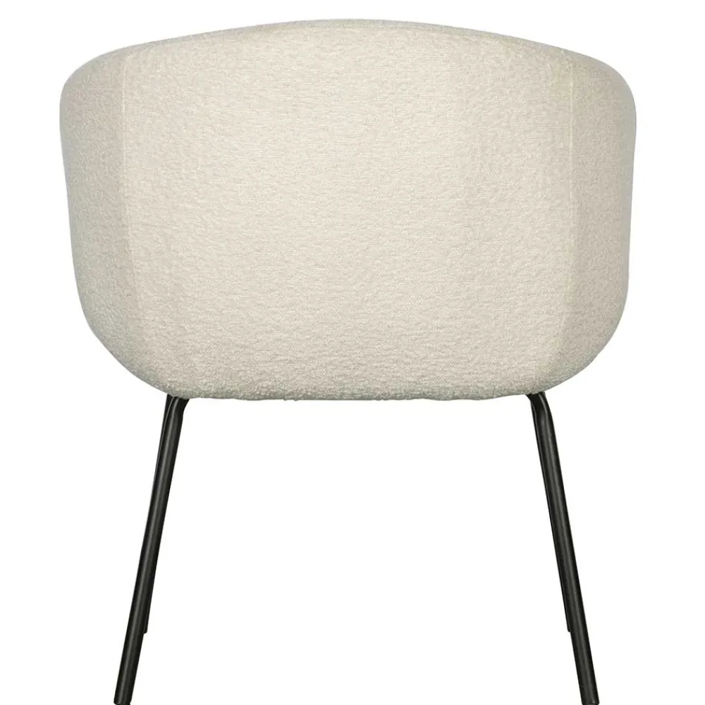 Wohnen Armlehnenstuhl aus Boucle Stoff in Offwhite - Choco (2er Set)