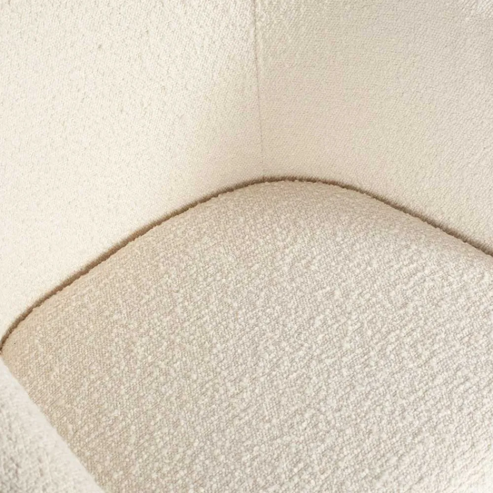 Wohnen Armlehnenstuhl aus Boucle Stoff in Offwhite - Choco (2er Set)