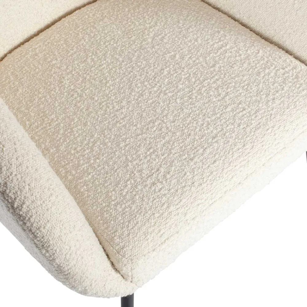 Wohnen Armlehnenstuhl aus Boucle Stoff in Offwhite - Choco (2er Set)