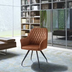 Wohnen Armlehnenstuhl aus braunem Kunstleder - Gonnya