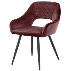 Wohnen Schwarze Möbel|Küchenstühle*Armlehnenstuhl in Altrosa Samt - Kalindo (2er Set)