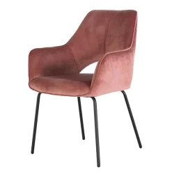 Wohnen Küchenstühle|Esszimmerstühle*Armlehnenstuhl in Altrosa Samt - Flawia (2er Set)
