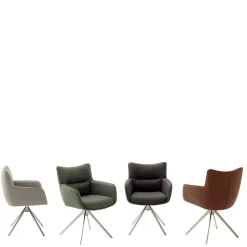 Wohnen Wohnzimmerstühle*Armlehnenstuhl in Anthrazit Leder - Carbonaro (2er Set)