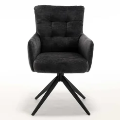 Wohnen Armlehnenstuhl in Anthrazit Chenille - Amstado (2er Set)