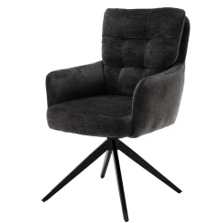 Wohnen Armlehnenstuhl in Anthrazit Chenille - Amstado (2er Set)