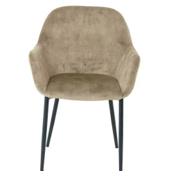 Wohnen Schwarze Möbel|Wohnzimmerstühle*Armlehnenstuhl in Beige aus Samt - Pyrona (2er Set)